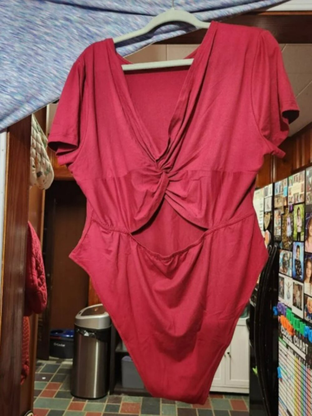 Plus Size 3X Burgundy Twist Front Open Back Bodysuit Date Night Top-Never Worn